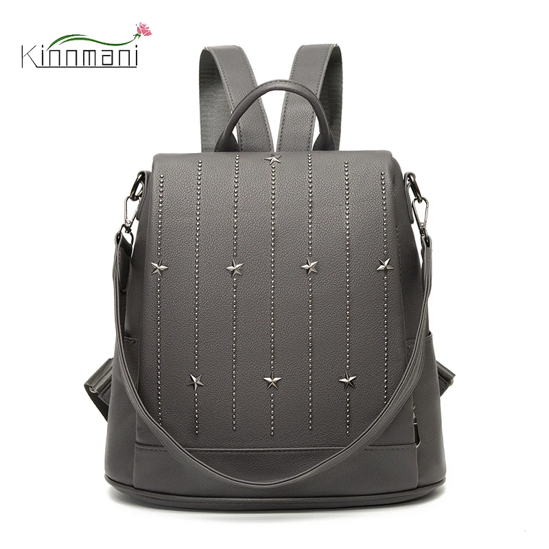 

Anti-Theft Design Backpacks For Girls Fashion Rivet Star Decorations Teenager Student School Bags Back Zipper Casual Backpacks
