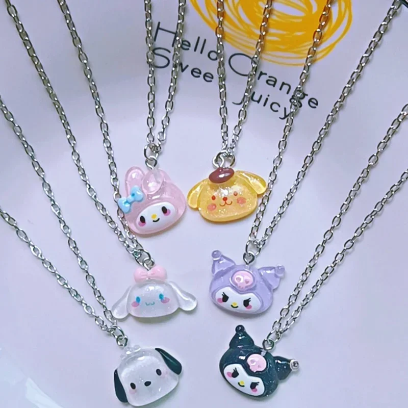 

Kawaii Sanrio Kuromi Cinnamoroll MyMelody Student Bijou Necklace Clavicle Chain Adjustable Pendant Accessories Girls Toy Gift