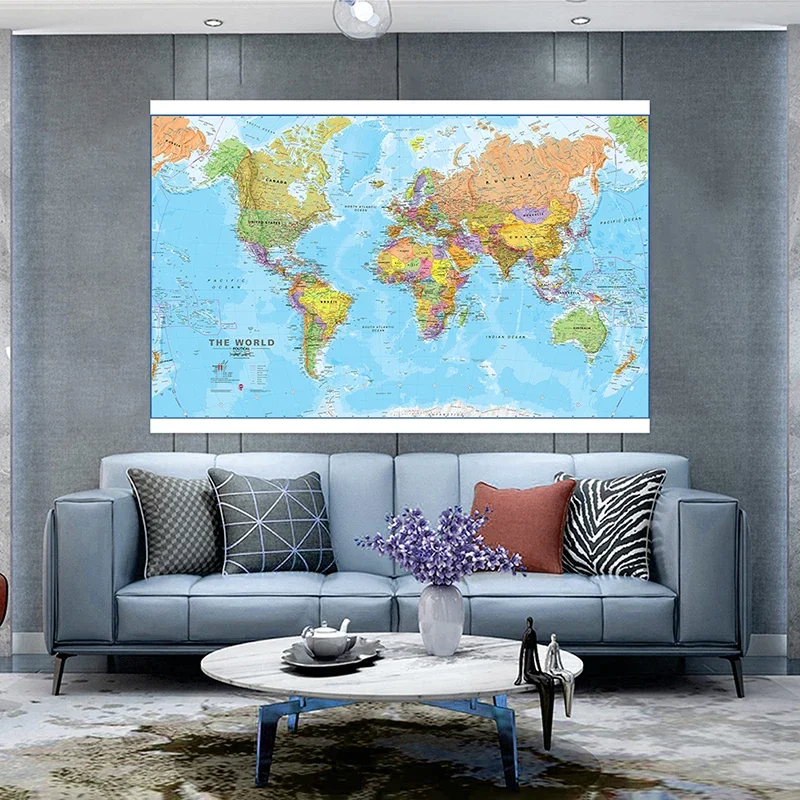 The World Political Map 100*70cm Non-woven Canvas Painting Wall Art Poster Unframed Print Living Room Home Decor School Supplies world map poster