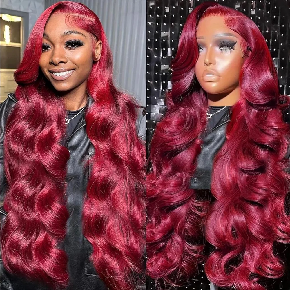 99j Burgundy Lace Front Wigs Human Hair Red Burgundy Wig 220% Density 13x4 Body Wave Lace Front Wigs Human Hair for Women 3