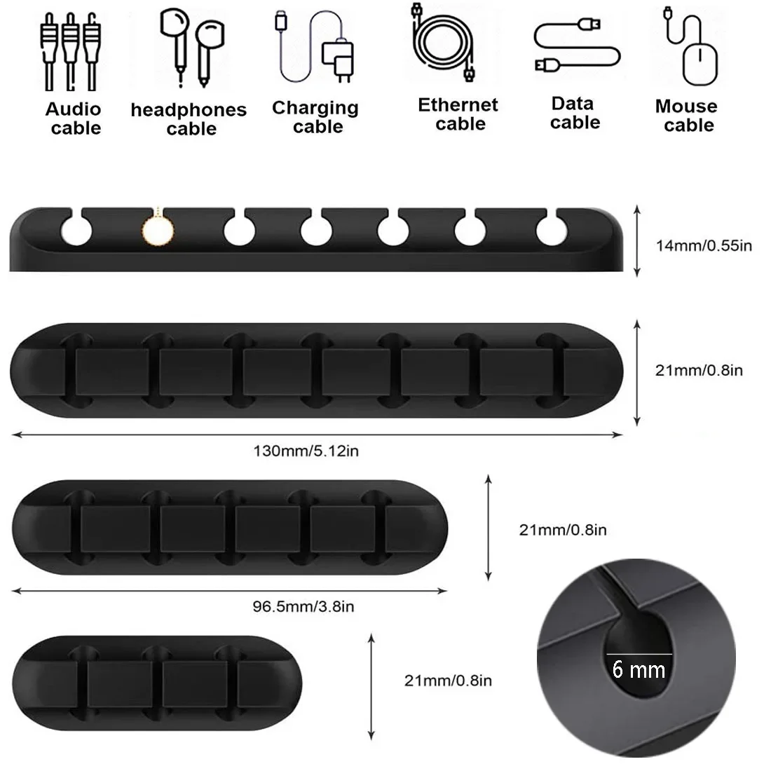 Cable Clips 3/5/7 Clips Adhesive Silicone Cable Winder Desktop Wire Wrapped Cord Earphone Cable Holder