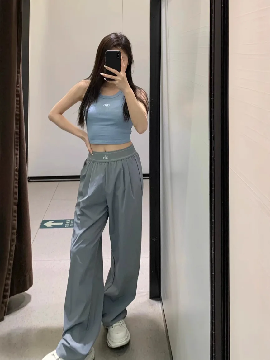 ALO YOGA 여성용 봄, 가을 루즈한 요가 필라테스 캐주얼 편안하고 다재다능한 하이 웨이스트 스포츠 바지