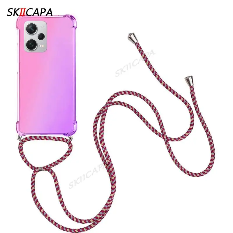Gradient Silicone Shockproof Crossbody Case for Xiaomi Redmi Note 12 Pro Plus 5G