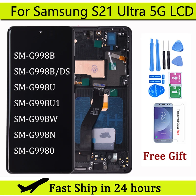 

6,8 "Super AMOLED для Samsung S21 Ultra 5G G998 G998U, дисплей с сенсорным экраном и дигитайзером для Samsung S21Ultra G998B LCD