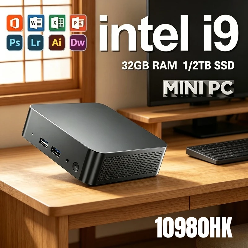미니 PC WIFI 6 BT5.2 2TB SSD 1TB RAM 128GB 8950HK i9 코어 프로 11 윈도우 PC 학습 사무용 게임용 미니 HD 4K