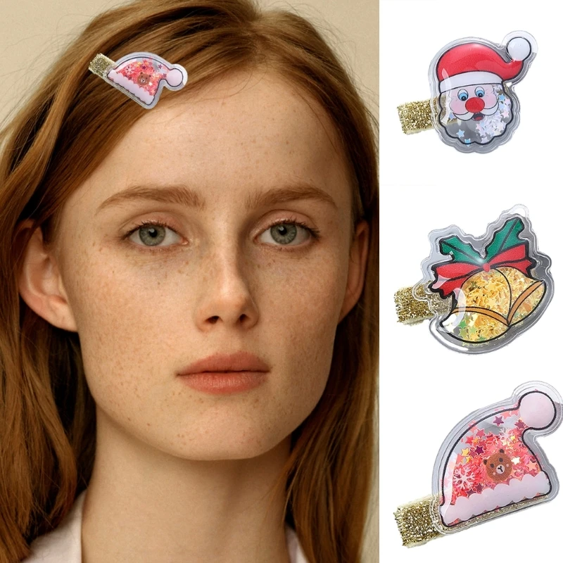 

Sequins Christmas Hair Clip for Women Duckbill Hair Clip Hairpin Girls Side Clip Holiday Hair Barrettes for Side Bangs