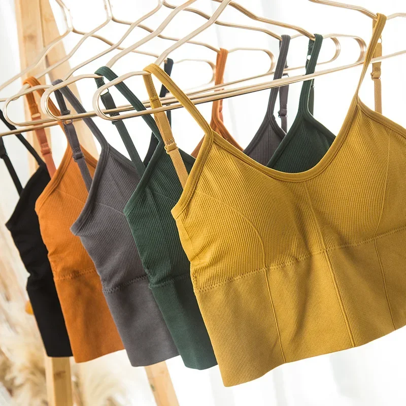 

Plus Size Explosive U-shaped Back Halter Seamless Thread Wrap Women with Breast Pad Underwear Women's Vest Multi-color