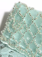 فستان طويل للسيدات لربيع وصيف مصمم على الموضة من Seasixiang مطرز بالخرز ترتر فانوس كم من الدانتيل مرقع من قماش الجاكار فستان عتيق 1