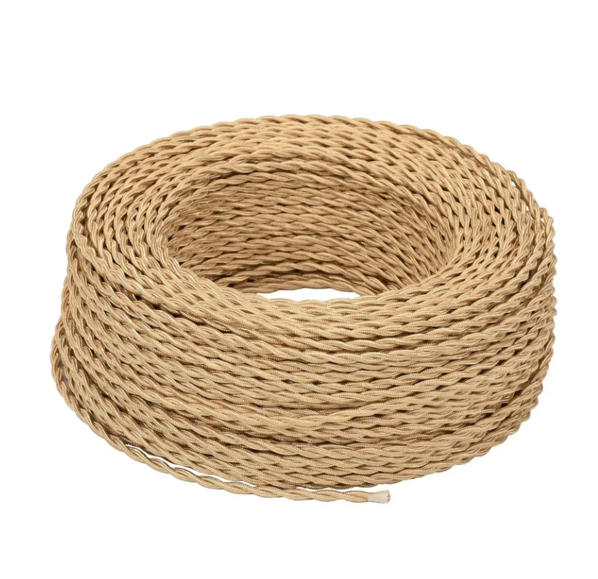 Gold Knitted Fabric Electrical Wire for Vintage Pendant Lighting Decoration