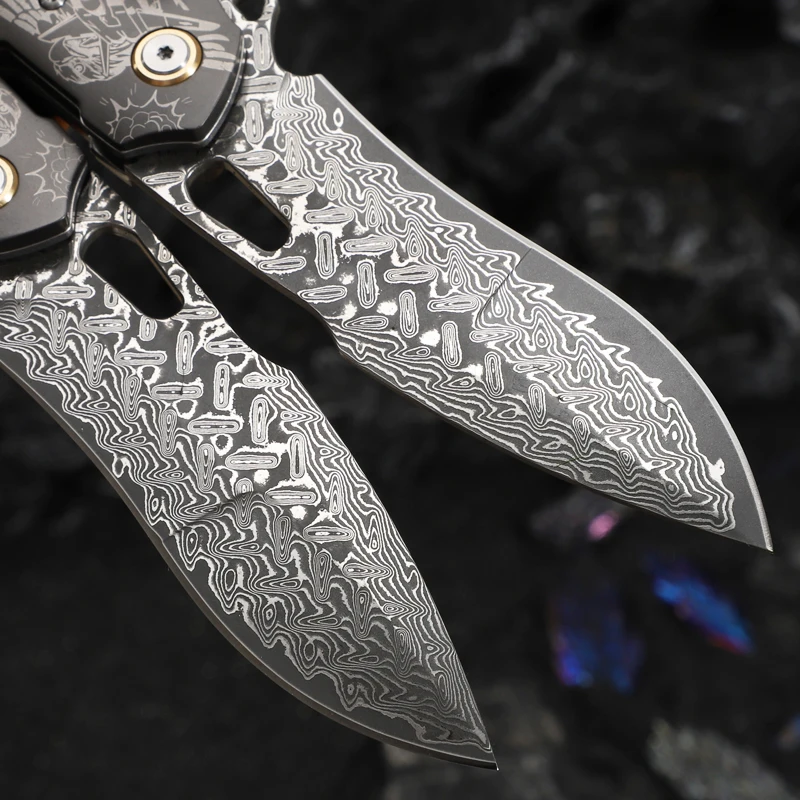 VG10 Damascus Steel pocket knife White Shadow Wood handle ball bearing knife Camping Hunting Survival outdoor EDC folding knife 3