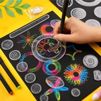 22pcs Spirograph drawing Kaleidoscope Ruler Set Geometry Ruler Math Roulette Drawing Tool Learning Drawing Toy Art Tool 1