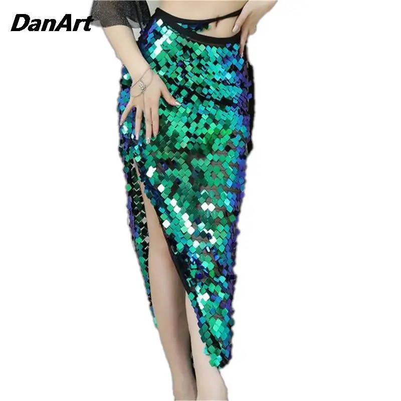 

Belly Dance Sexy Mermaid Hip Scarf for Women Stage performance Training Hip Skirt Sequin Hip Wrap Skirt Beaded Waist Hip Scarf