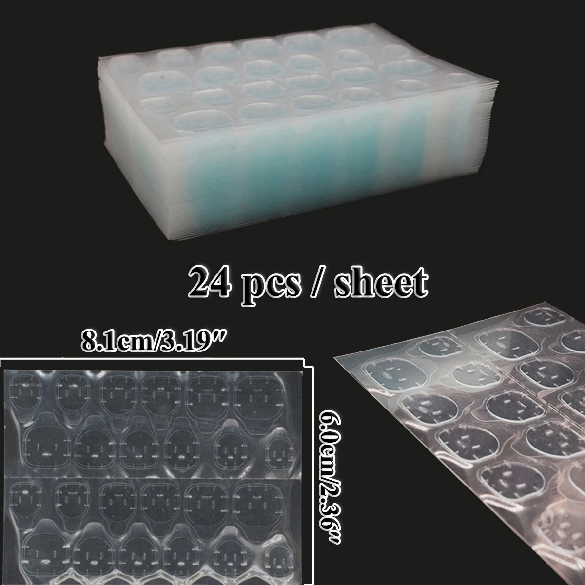 Adhesive Tabs Waterproof Breathable Glue Tabs Fake Nail Glue Stickers Transparent Flexible For Manicure 672pcs/28 Sheets