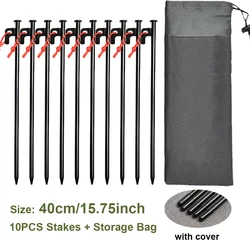 Heavy Duty Forged Steel Tent Stakes Set with Storage Pouch - 10 Pack for Camping & Outdoor Use (10Pcs-40CM)