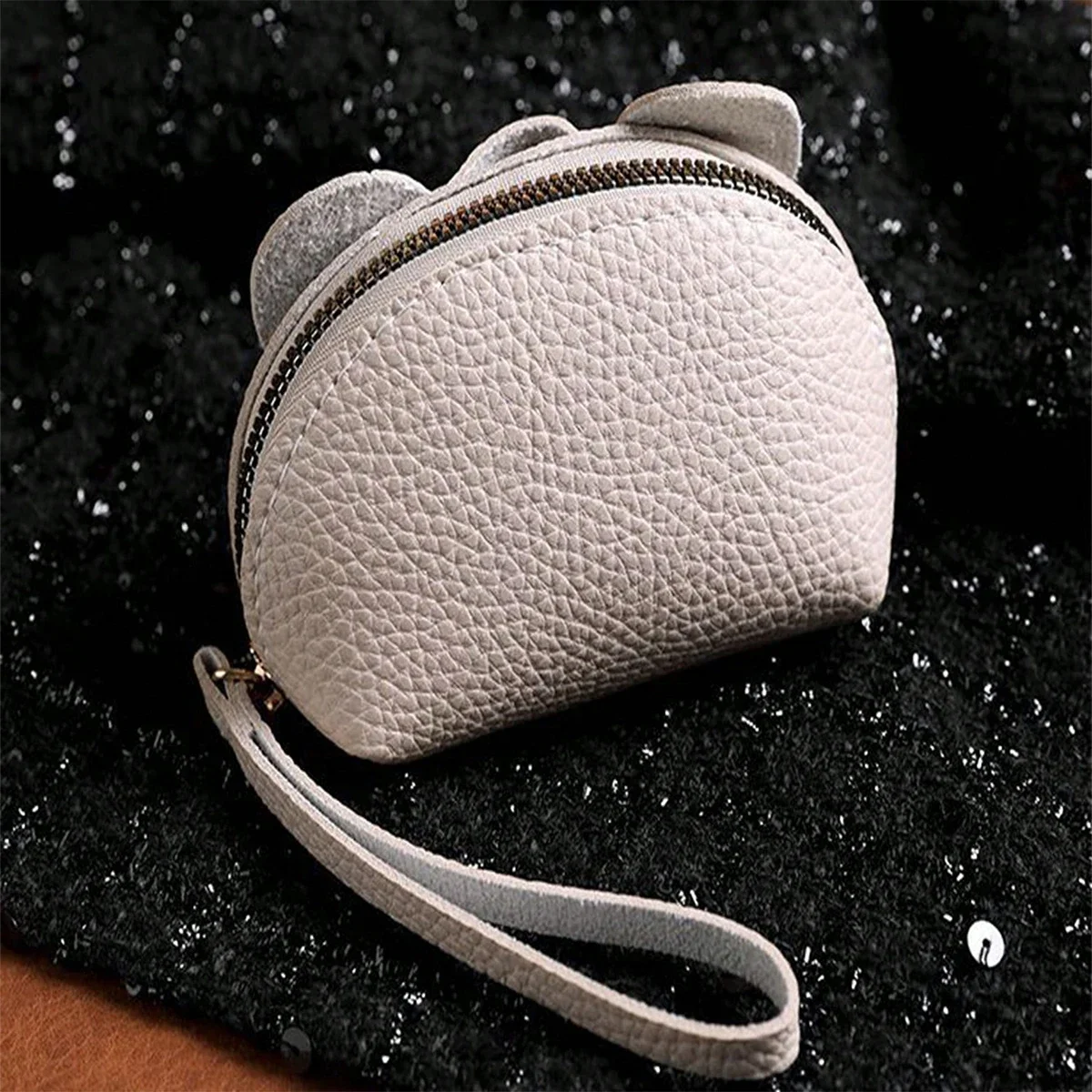 1pc-Kawaii Elephant Design Coin Purse, Zipper Portable Storage Bag, Faux Leather Purse With Wristband Gifts For Teachers
