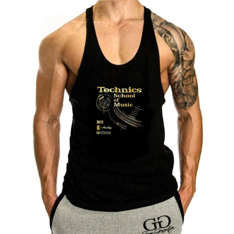 

Technics School Of Music tank top men Black sleeveless S-5XL