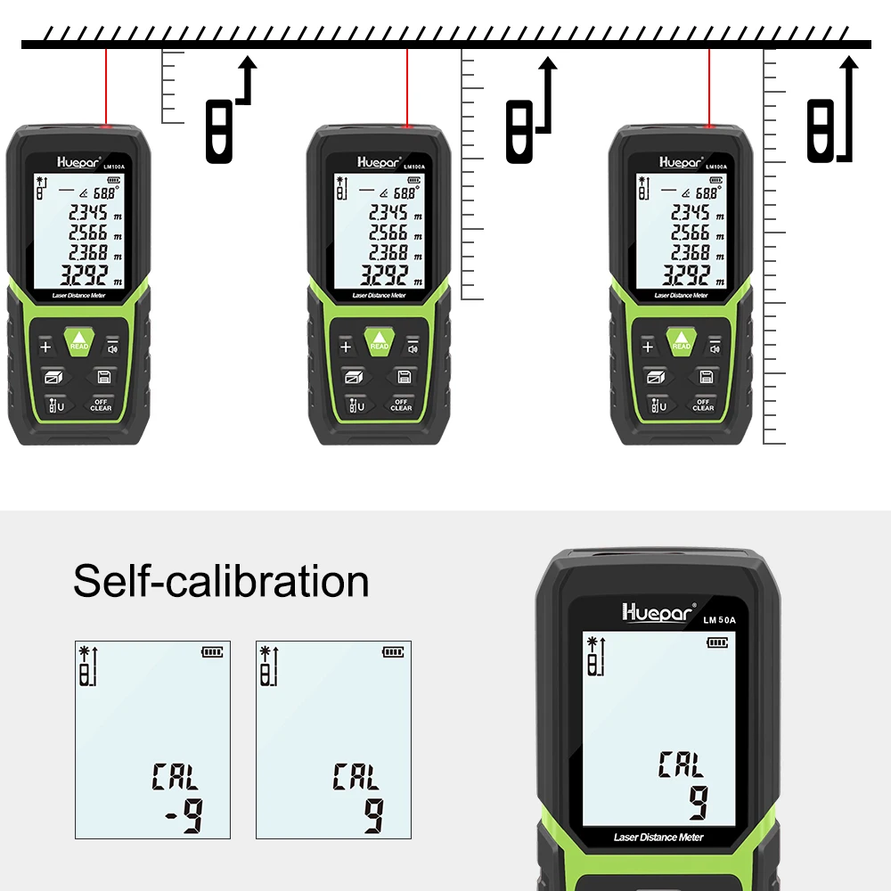 Laser rangefinder distance meter Huepar Laser Rangefinder Rechargeable Distance Meter 50M/100M/120M Measurement Tool With LCD Display Screen Digital Measure Tape