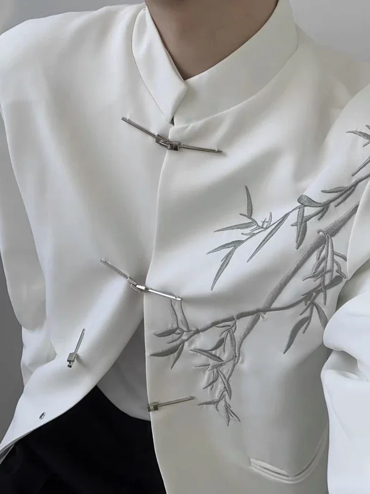 White Jacket For Men With Embroidery Chinese Coats Original
