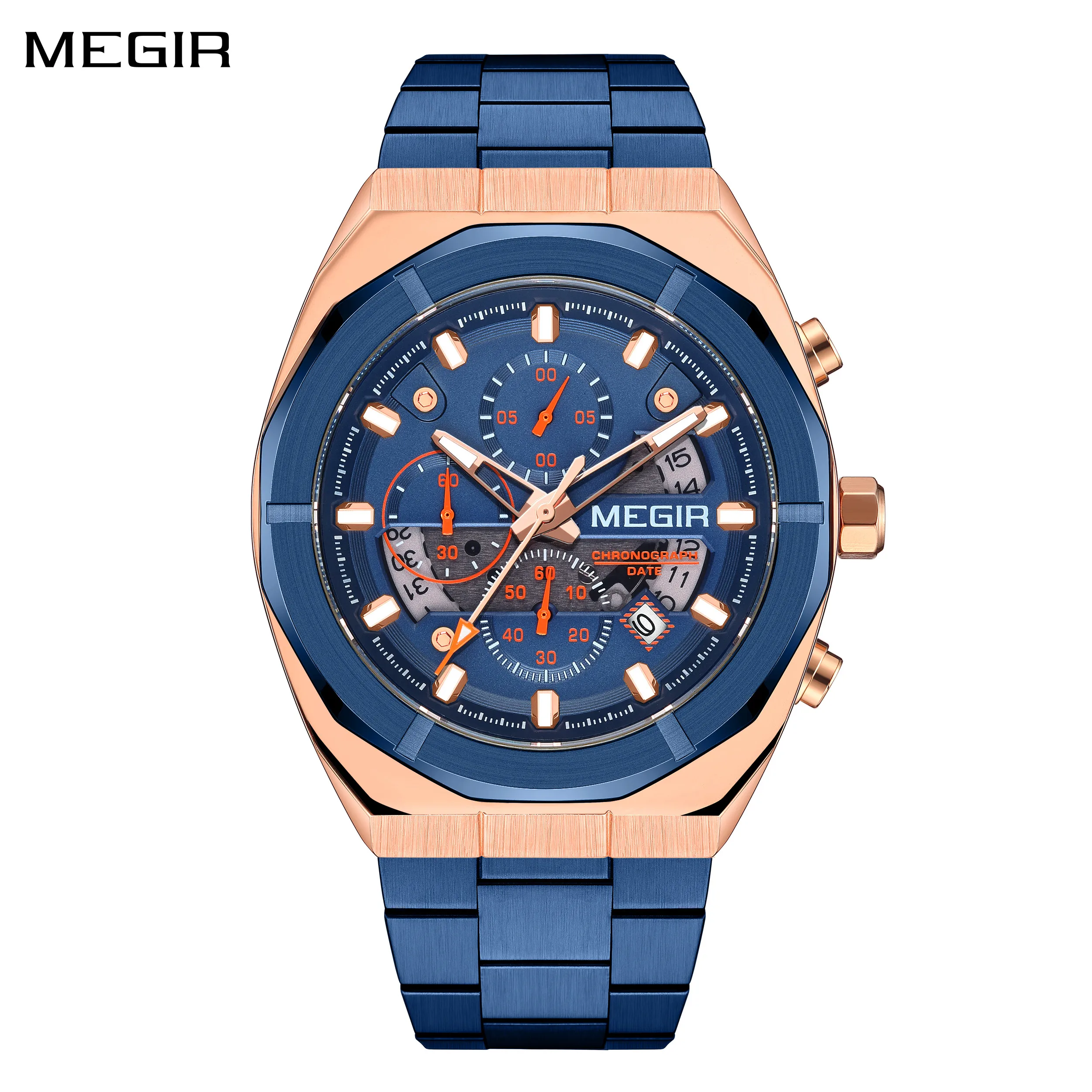 

MEGIR New Watch for Men Top Brand Luxury Casual Quartz Wristwatch with Chronograph Waterproof Luminous Auto Date Reloj Hombre