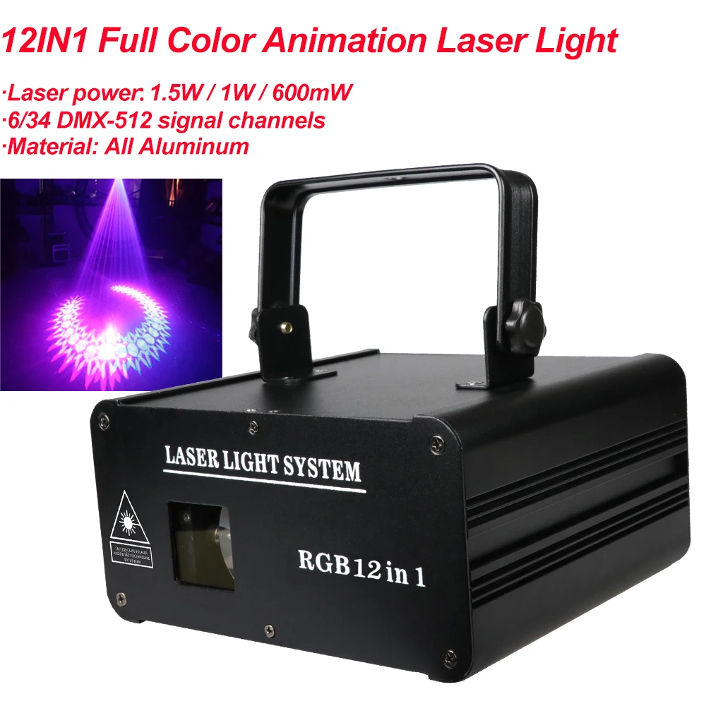 12In1 Full Color Animazione Scanner Laser Light Rgb Led Stage Laser Lights Halloween Christmas Bar Music Party Home Dj Decor