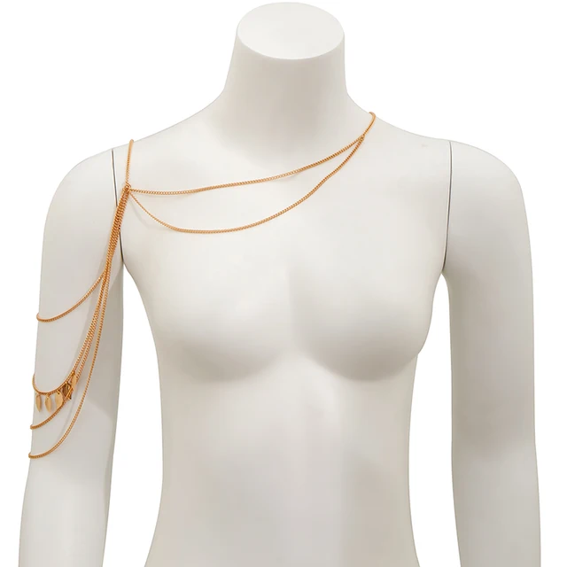 PuRui Bohemian Leaf Charm Upper Arm Bracelet Metal Leaves Tassel Pendants Arm Cuff Bangle Bracelets for Women Fashion Jewelry Gold color-2