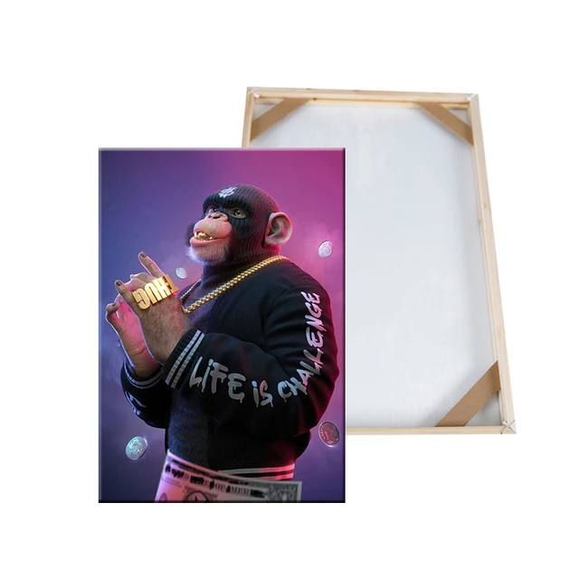 Tela para Quadro 80x80 - Macaco Chimpanzé Mafioso Foto