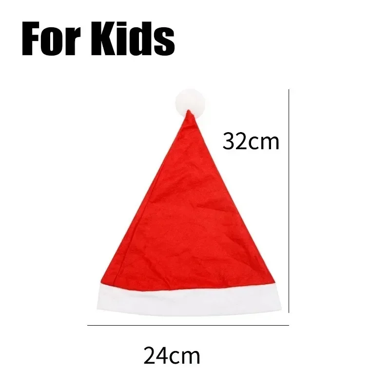 Santa Claus Hats - Red Non-woven Xmas Caps for Adults  Kids Holiday Party Decorations