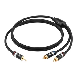Premium Audio Y Splitter Cable - 3.5mm to Dual RCA Male Adapter - 0.75m (3.5 to 2RCA Cable)