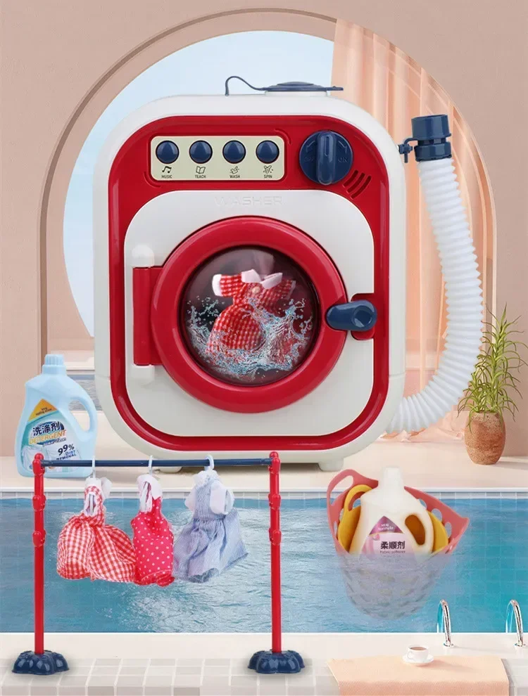 LED lights and music Simulate electric Roller washing machine toy rotatable add water Play house Interactive Toy baby best gift 2