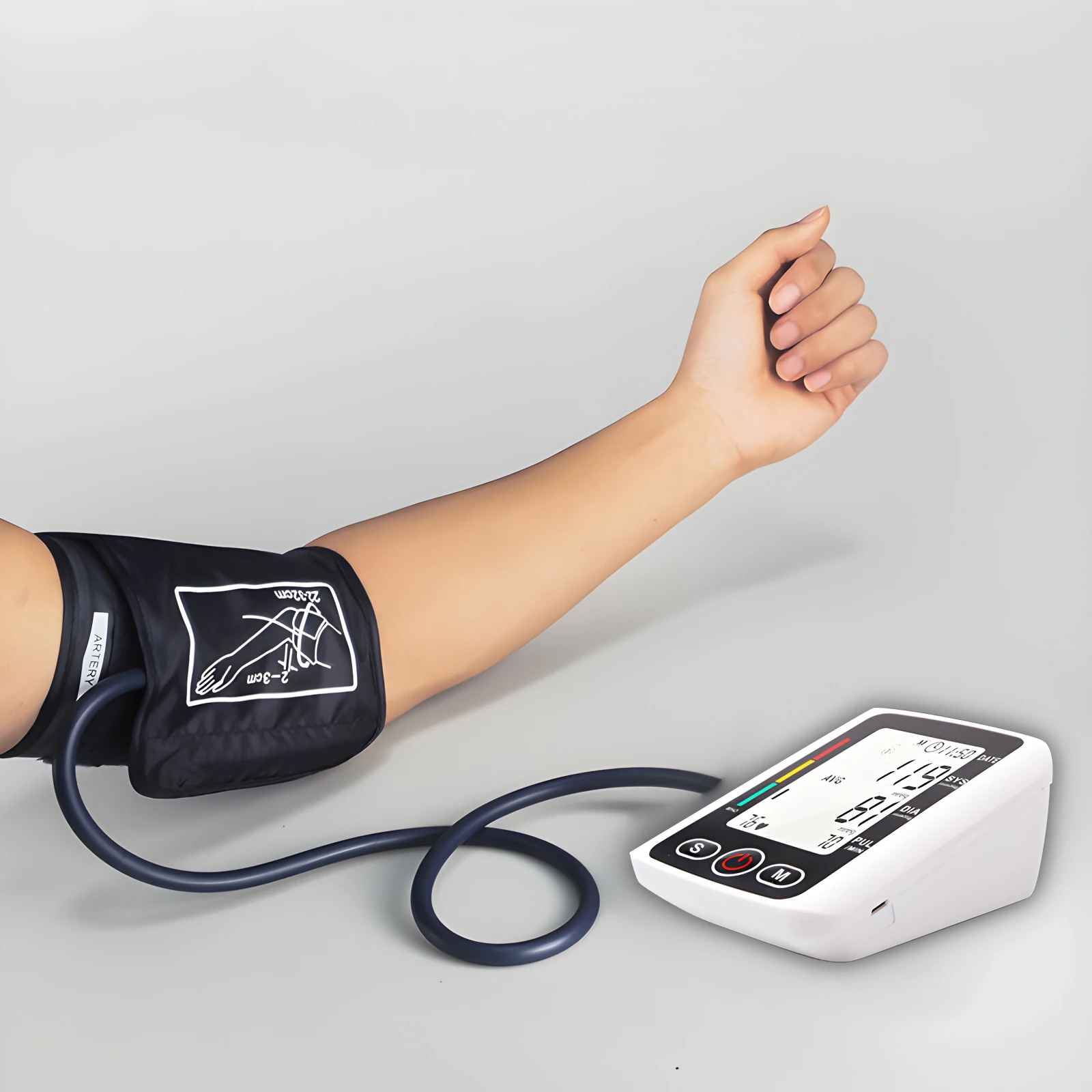 Health Care Digital LCD arm tensiometers Blood Pressure Monitor Heart rate Meter Large Cuff Sphygmomanometer Portable Tonometer
