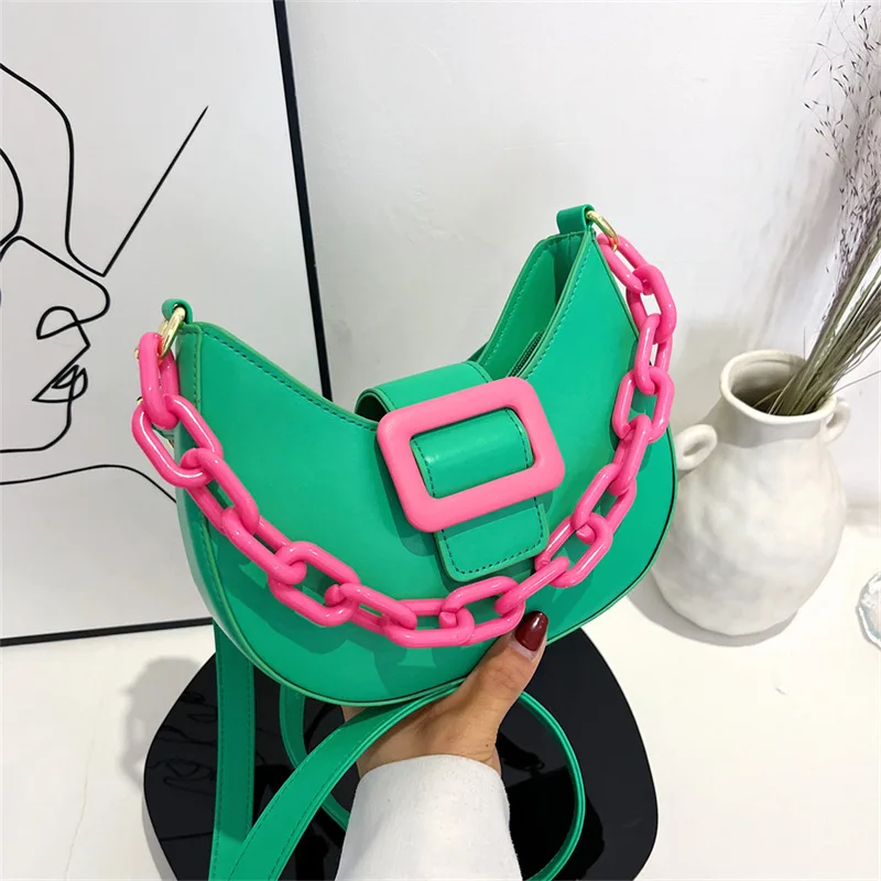 

Candy Color Women's Cute Shoulder Messenger Bag Top Quality PU Leather Chain Fashion Handbag Luxury Designer Trend Crossbody Bag