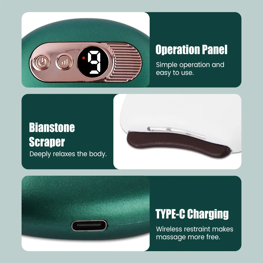Electric Gua Sha Massager – Heat, Vibration & LED for Face, Neck & Body