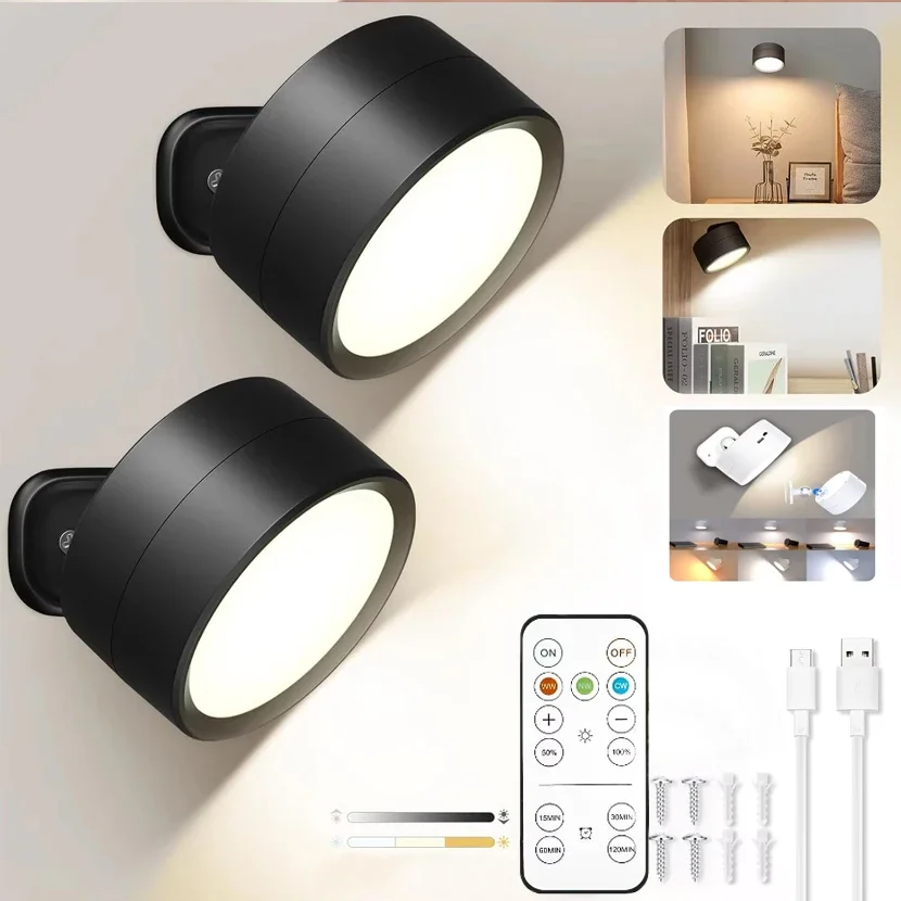 รูปสินค้า ไฟติดผนัง LED ปรับสีได้ 3 สี ชาร์จ USB ห้องนอน