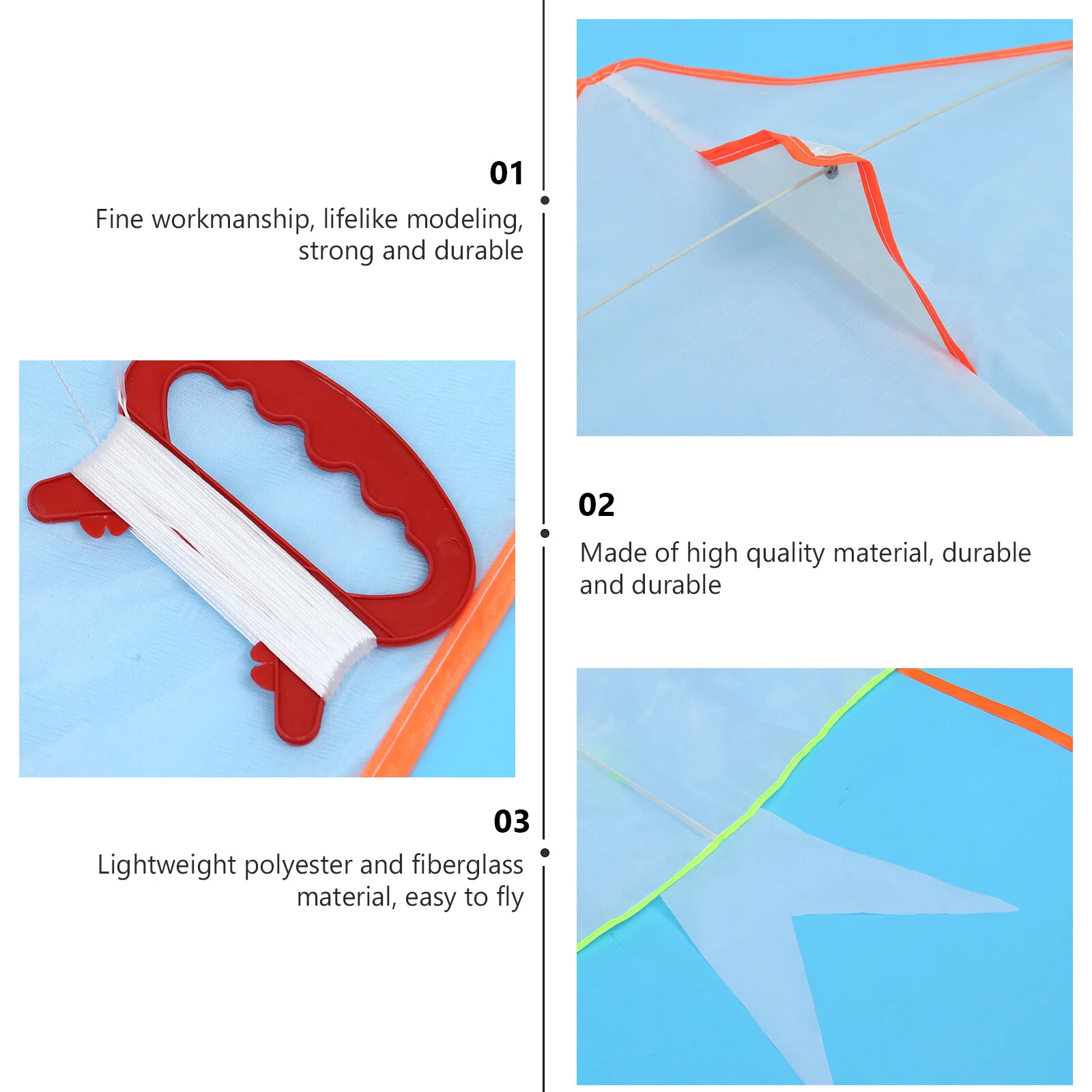 4 Sets Making Tools Kids Toys Blank Painting Kite For Outdoor White Cloth Child DIY Line 3