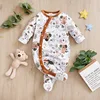 Infant's koala Print 0-18 months Bodysuit Autumn/winter plush and heavy Comfy Long Sleeve Onesie, Baby Boy's Clothing, As Gift 1