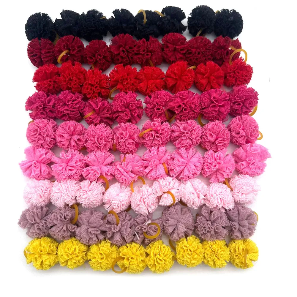 Title 8, 50/100PCS New Pet Dog Hair Bows Mesh Ball Bows ...