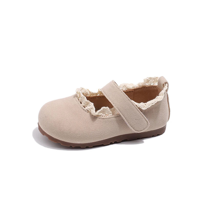 Spring Autumn Kids leather shoes Ruffles Shallow Girls Princess Shoe Soft Hook Loop Non Slip Children leather shoe leather shoes girls shoes girls flats