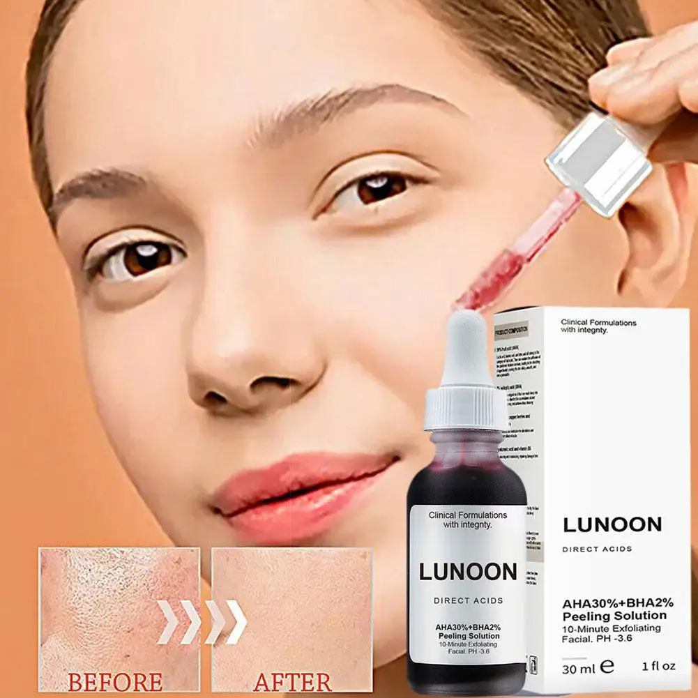 

30ml AHA 30%+ BHA 2% Peeling Solution Face Serum 10-Minute Exfoliating Face Blemishes Scars Whitening Skin Care Remove Acne Q6Q3