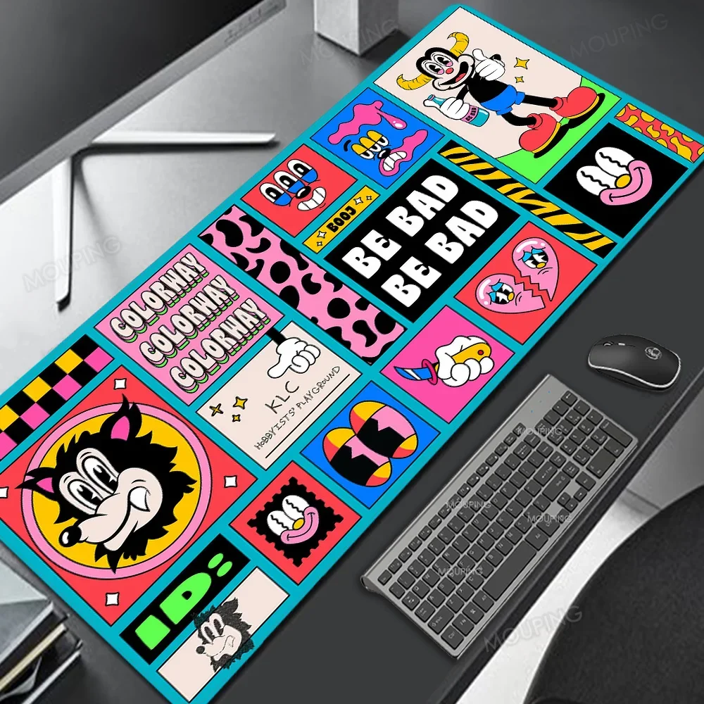 Gamer Gaming Mouse Pad Gamer Desk Carpet Borracha Preto e Branco Mesa de Arte Japonesa Teclado Mesas de Computador Escritório - Imagem 5