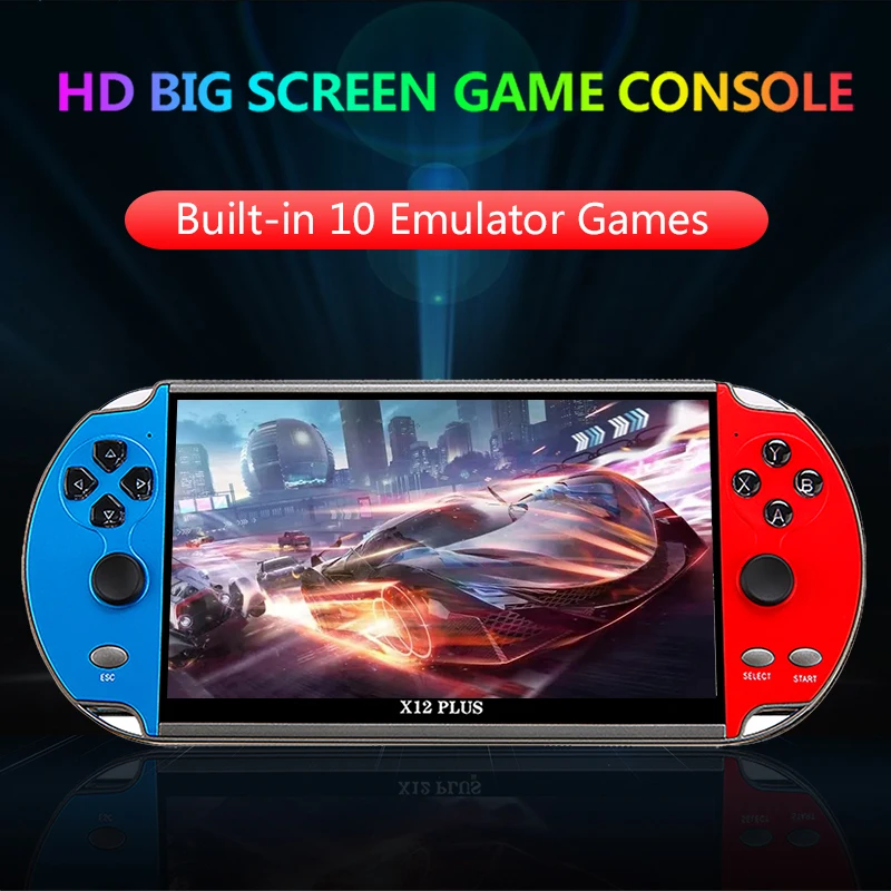 X7/X12 Plus Console Di Gioco Portatile 4.3/5.1/7.1 Pollici Schermo Hd Lettore Audio Video Portatile Classic Play Built-In10000 + Giochi Gratuiti