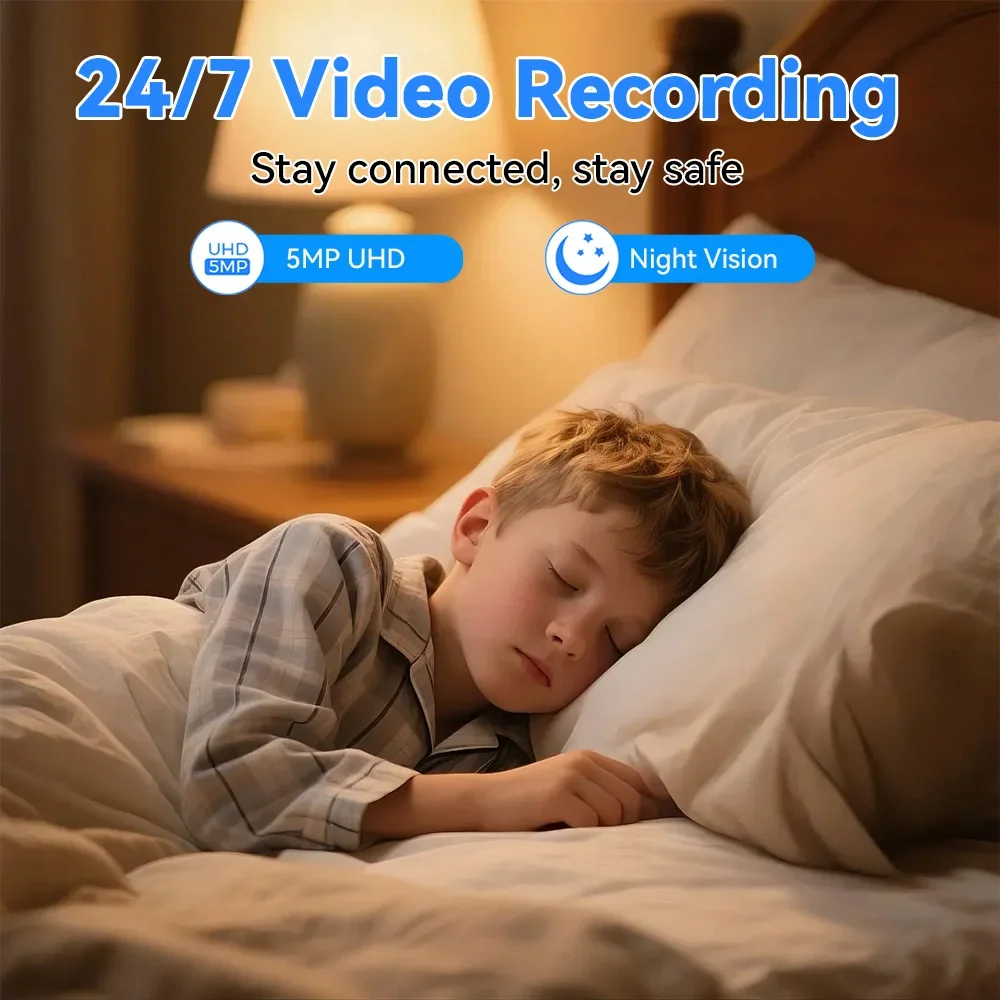 1-4PC 5MP Mini WiFi IP Camera Indoor Human Detection 5X Zoom Surveillance Baby Monitor CCTV PTZ O-Kam pro App Support SD Card