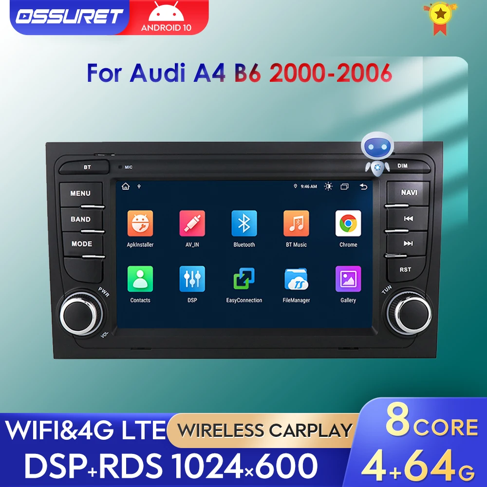 Автомагнитола на Android 10 мультимедийный стерео-проигрыватель для Audi A4 B6 2000-2006 S4 B7 RS4