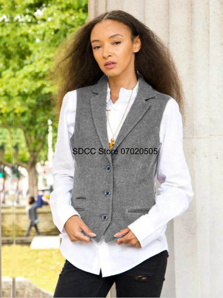 

Women's Vest Retro Steampunk Sleeveless Jacket Shopping Party Single Breasted Lapel Lady Waistcoat