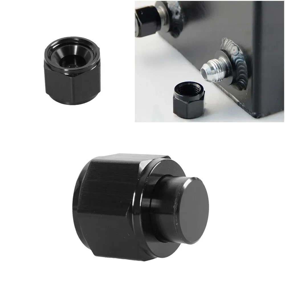 1PC Adapter Weibliche Flare End Kappe Stecker Rohr Fitting AN4 AN6 AN8 AN10 AN12 Hohe Qualität Hex Kopf port Fitting Aluminium Schwarz – Detail 2
