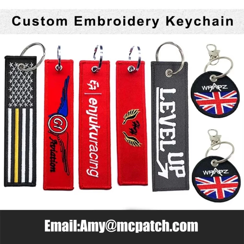 Embroidery Keychains 50PCS for Design Personalized Embroidered Woven Keychain for Key Key Ring Print On Demand