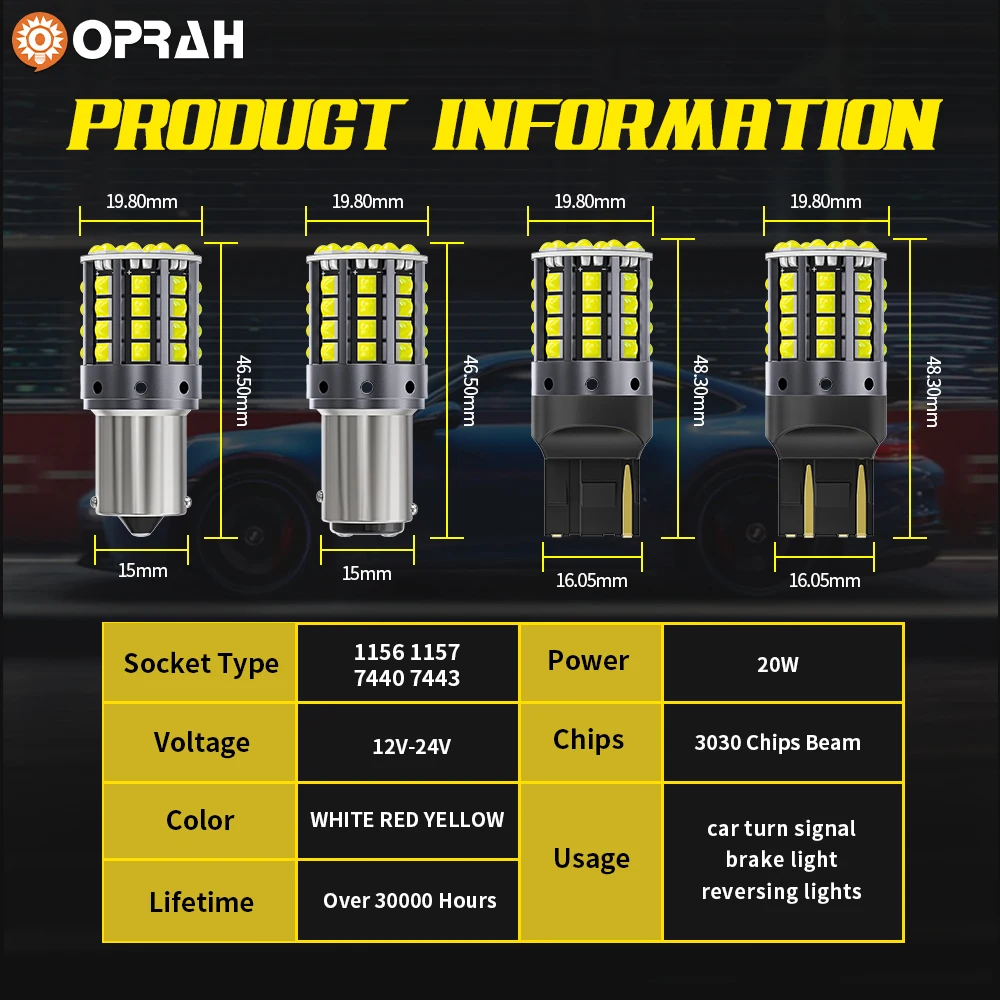Oprah-ڵ  õ, 2 , Py21w Ba15s P21w Led 1156 Bau15s  3030SMD Canbus 1157 Led Bay15d P21/5w, 극ũ  Ʈ