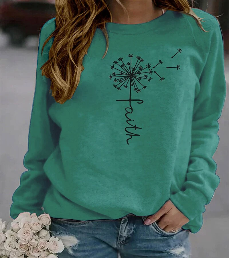 

Boutique Dandelion Print Hoodie for Ladies Street Fashion Hoodie for Ladies Comfortable Casual Wear for Ladies Winter Warm Top