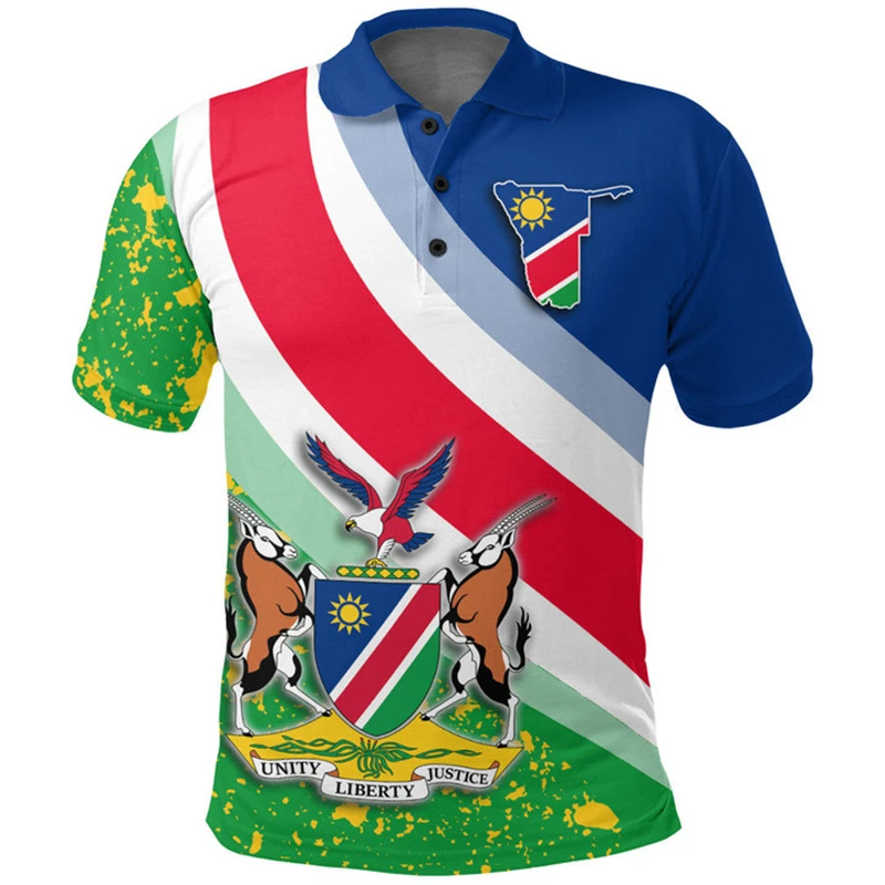 Namibia Flagge Karte 3d gedruckt Polos hirts für Männer Kleidung Mode Afrika Land Polos hirt lässig Dashiki Kurzarm Boy Trikot