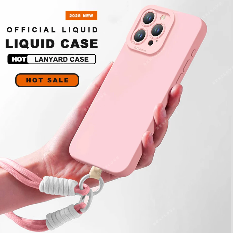 Lanyard Phone Case with Liquid Silicone Strap – Soft Protector Cover