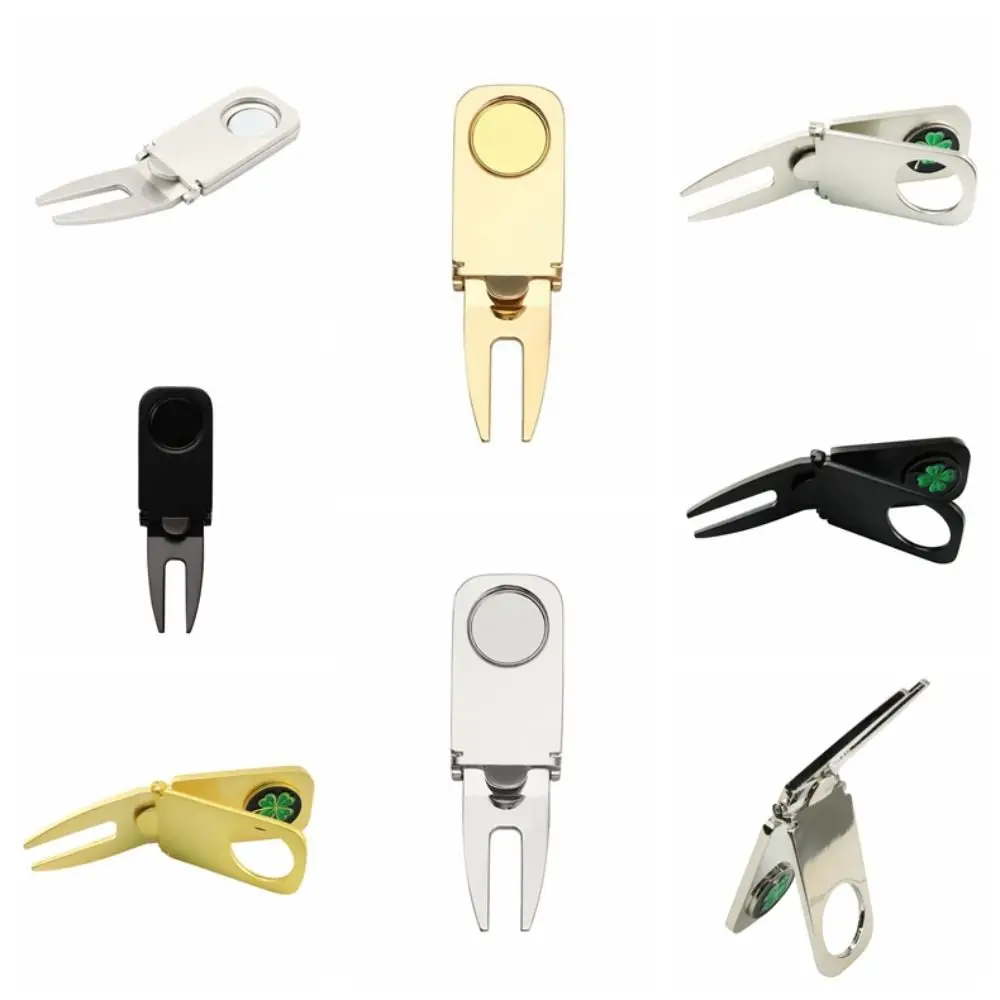 Divot Tool Putting Green Fork Ball Marker Clover Golf Green Fork 6 in 1 Portable Golf Pitchfork Divot Repair Tool